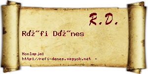 Réfi Dénes névjegykártya